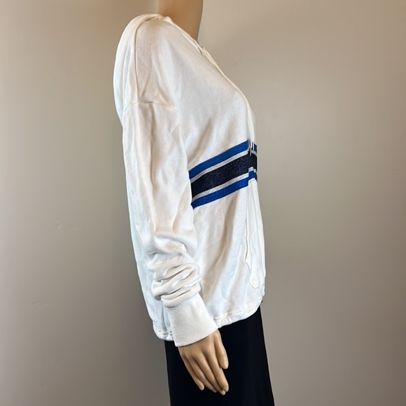 Spiritual Gangster white and metallic blue striped hoodie New - Picture 4 of 7